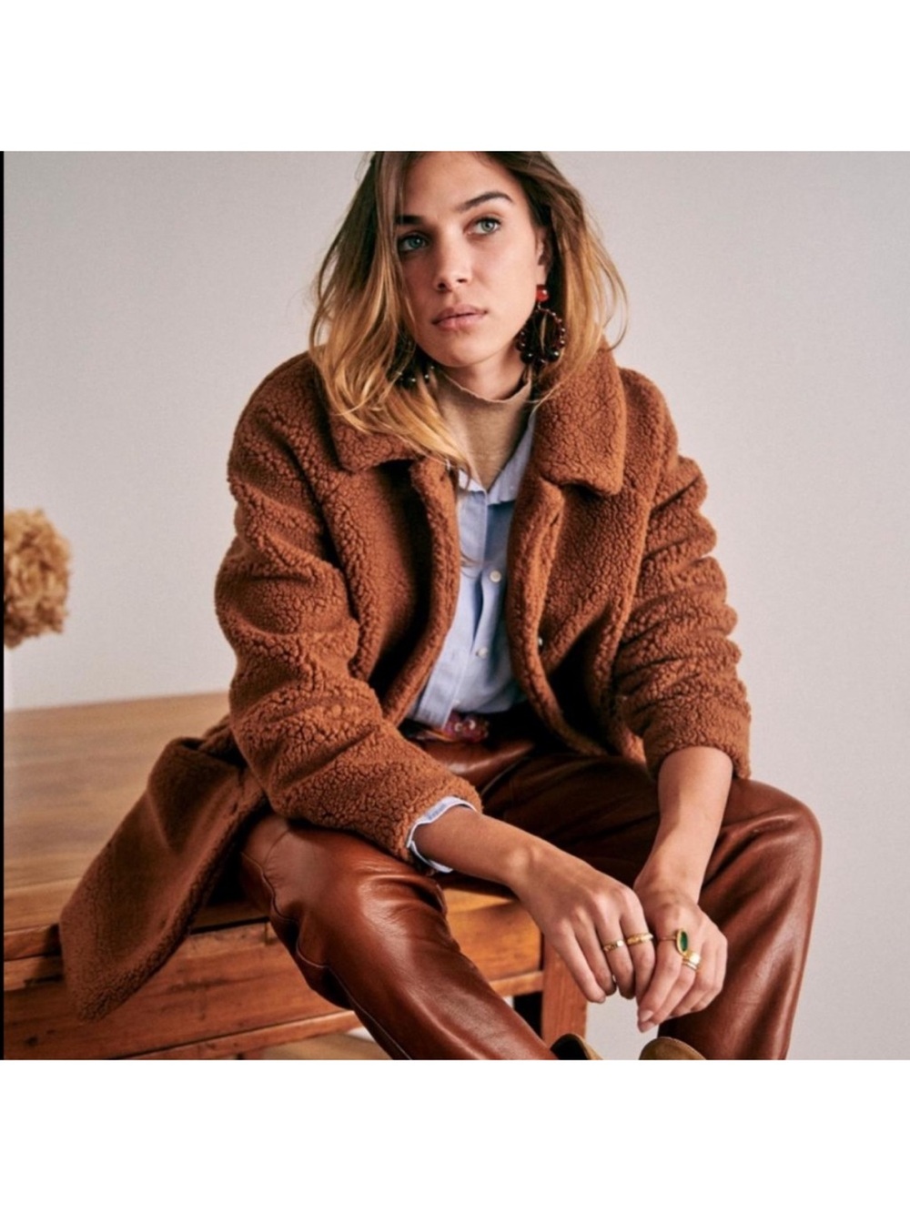 Sezane Brown Teddy Bear Coat